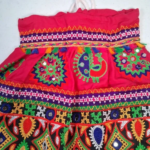 Traditional Indian Navratri Chania Choli Outfit Skirt Top Mirrored Embroidered - Picture 13 of 16